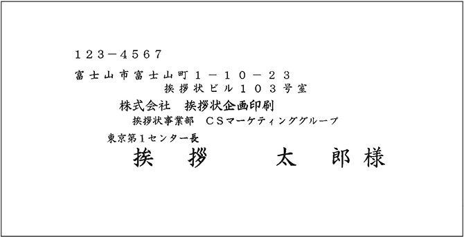 洋長3封筒宛名印刷見本 挨拶状印刷 状状ネット 全国送料無料